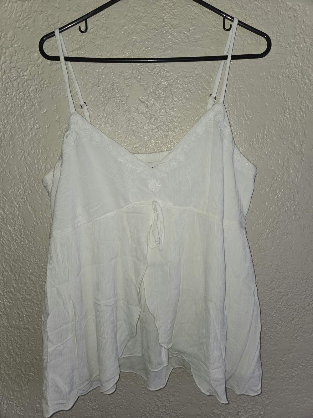 Hollister Crinkle Shine Flyaway Babydoll Top White XL NWT